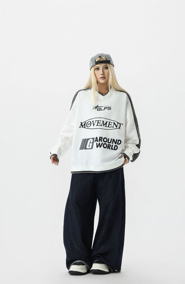 Maglietta Sportiva Impermeabile a V Maniche Lunghe Nera Bianca