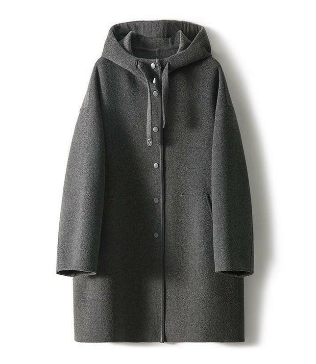 Grozavu's Versatile Hooded Patchwork Coat: Casual Chic in Woolen Fabric