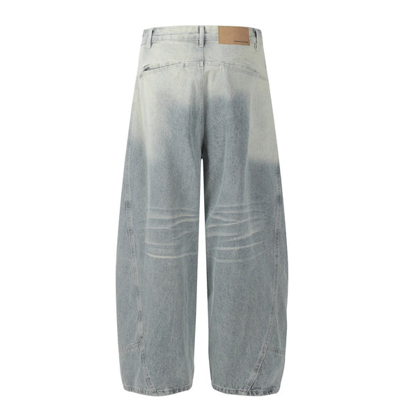 Retro Structured Tapered Pants for Men and Women, Loose Wide-Leg Washed Tie-Dye Straight Leg Jeans