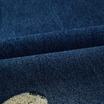 Welpen bestickte Denim-Jeans - Lockere Passform