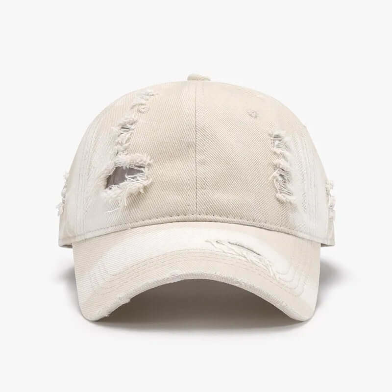 Front view of Distressed Adjustable Cotton Baseball Cap - Grozavu brand streetwear