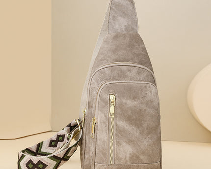 Rucsac Retro Versatil din Piele Moale cu Textură pentru Piept