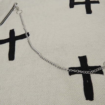 Suéter de punto jacquard cruzado – Corte holgado