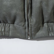 Leather Jacket Flame Embroidered Cotton Jacket For Men