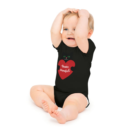 Cute Cat Love Baby Bodysuit - "You're Perfect"