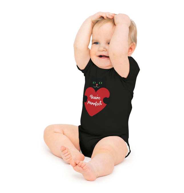 Cute Cat Love Baby Bodysuit - "You're Perfect"