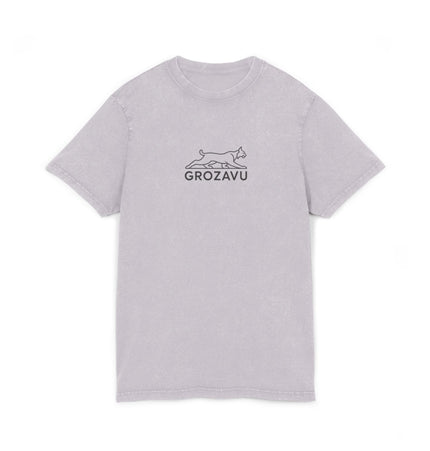 Grozavu Acid Washed Round Neck Tee - Casual Vintage Style T-Shirt