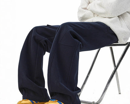 Retro Deconstructed Knife-Edge Sweatpants Unisex Winter Fashion High-Drape Versatile Casual Pants Heavyweight Wide-Leg Athletic Pants