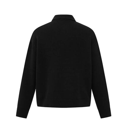Back view of the Casual Ribbed Half-Zip Sweater showcasing its stylish design and ribbed knit texture.