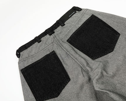 Street Style Printed Deconstructed Asymmetrical Design Loose Fit Unisex Jeans