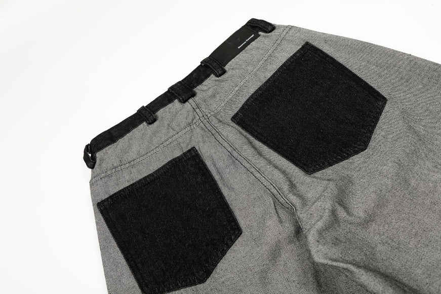 Street Style Printed Deconstructed Asymmetrical Design Loose Fit Unisex Jeans