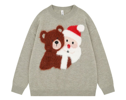 Maglione a manica larga con orso di peluche cartone animato di Natale