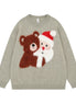 Christmas Cartoon Teddy Bear Loose Fit Sweater