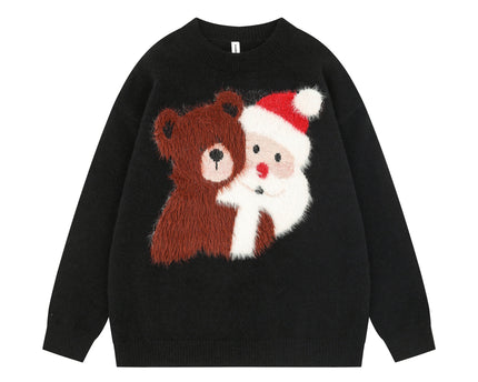 Maglione a manica larga con orso di peluche cartone animato di Natale