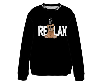 Black Slogan Sweater – Grozavu Relax Edition