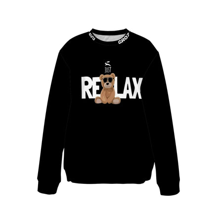 Black Slogan Sweater – Grozavu Relax Edition