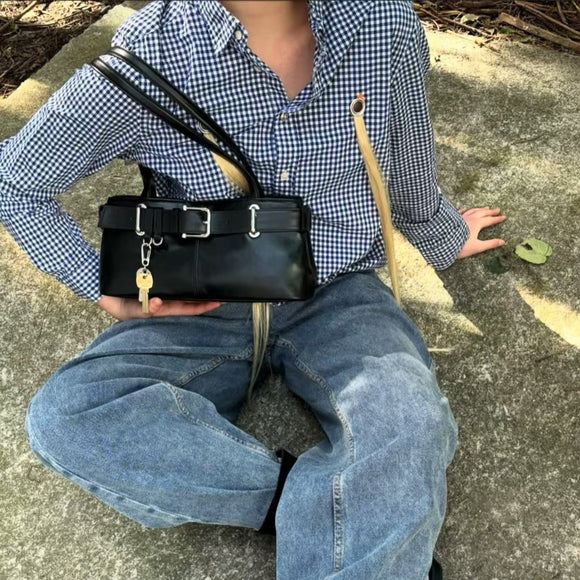 PU Leather Small Shoulder Bag – Black, White, Red & Brown