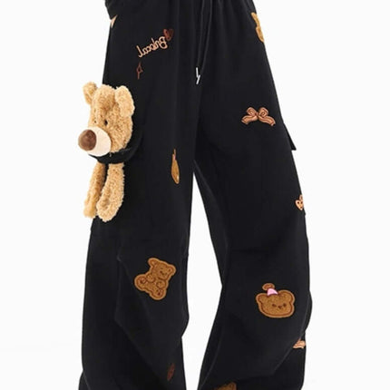 Embroidered Bear Cargo Sweatpants