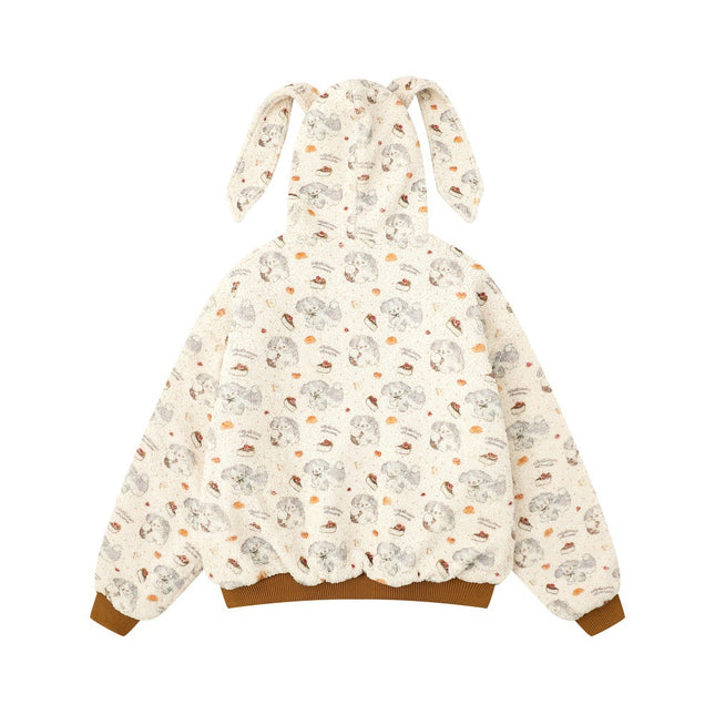 Cute Detachable Bunny Ears Hooded Cotton Coat