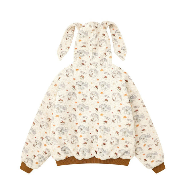 Cute Detachable Bunny Ears Hooded Cotton Coat