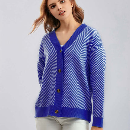 Knit Cardigan with Heart Stripe