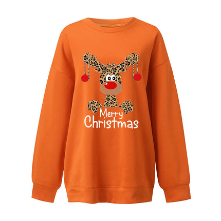 Merry Christmas Deer Print Sweatshirt