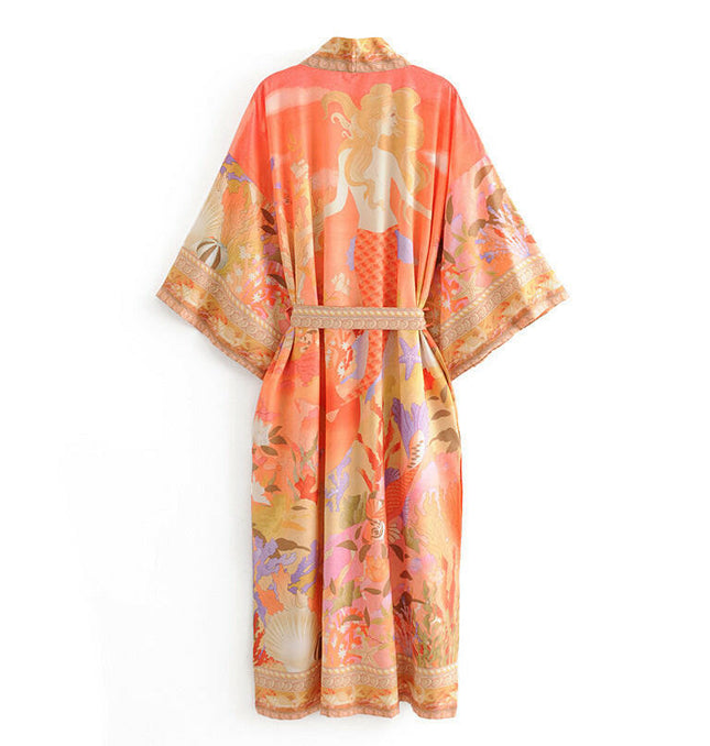 Grozavu's New Kimono Robe: Mermaid Print Fashion Statement at €44.99