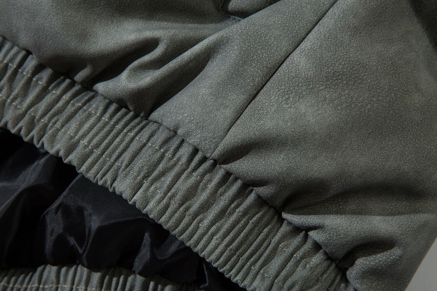 Giacca di pelle con ricamo a fiamma in cotone per uomini