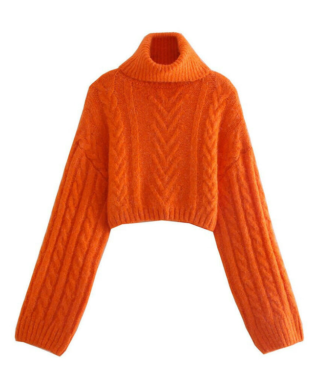 Grozavu's High-Neck Pullover Sweater: Loose, Thin, Eight-Strand Knitted Design