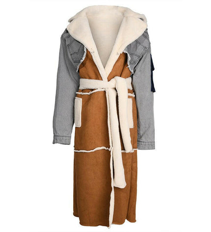 Elevate Your Winter Wardrobe: Grozavu's Denim Spliced Parka!