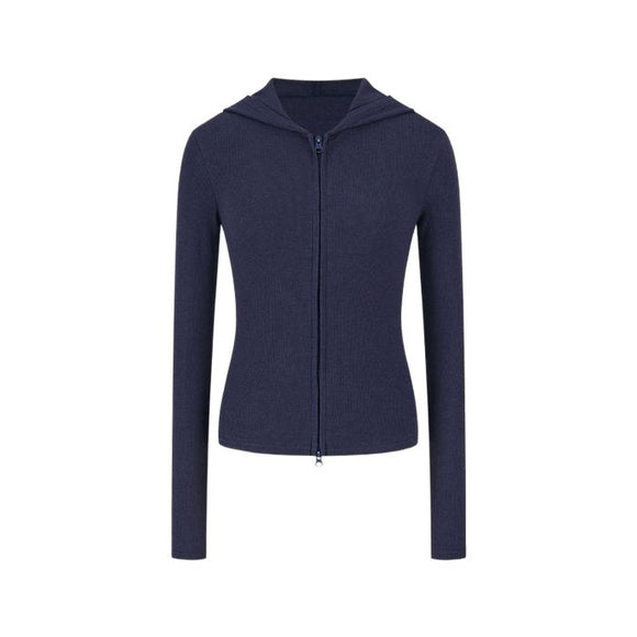 Chaqueta con capucha dulce y picante para mujeres, ajuste slim, ligera, top de manga larga con doble cremallera