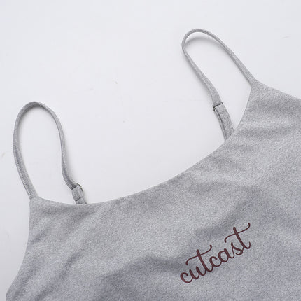 Conjunto Sin Mangas de Cuello Cuadrado de Corte Casual