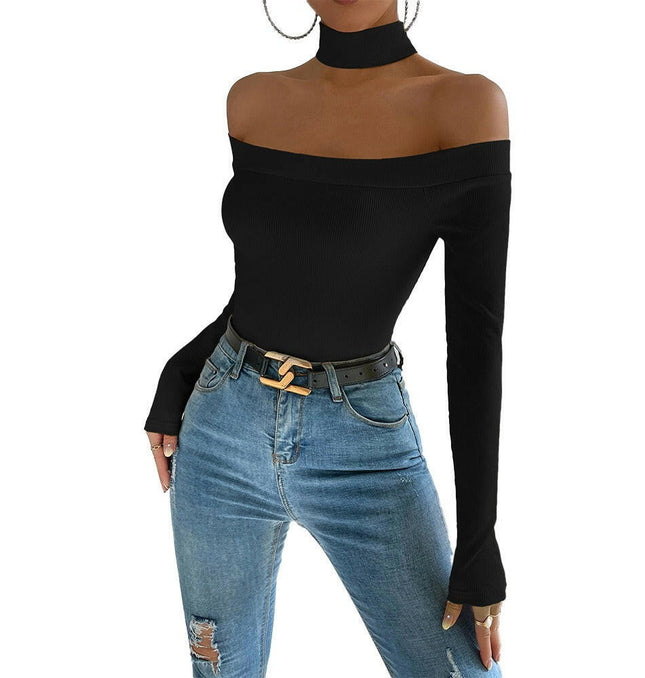 Grozavu's Off-Shoulder Slim Knit Long-Sleeved Top: Versatile at €30.99