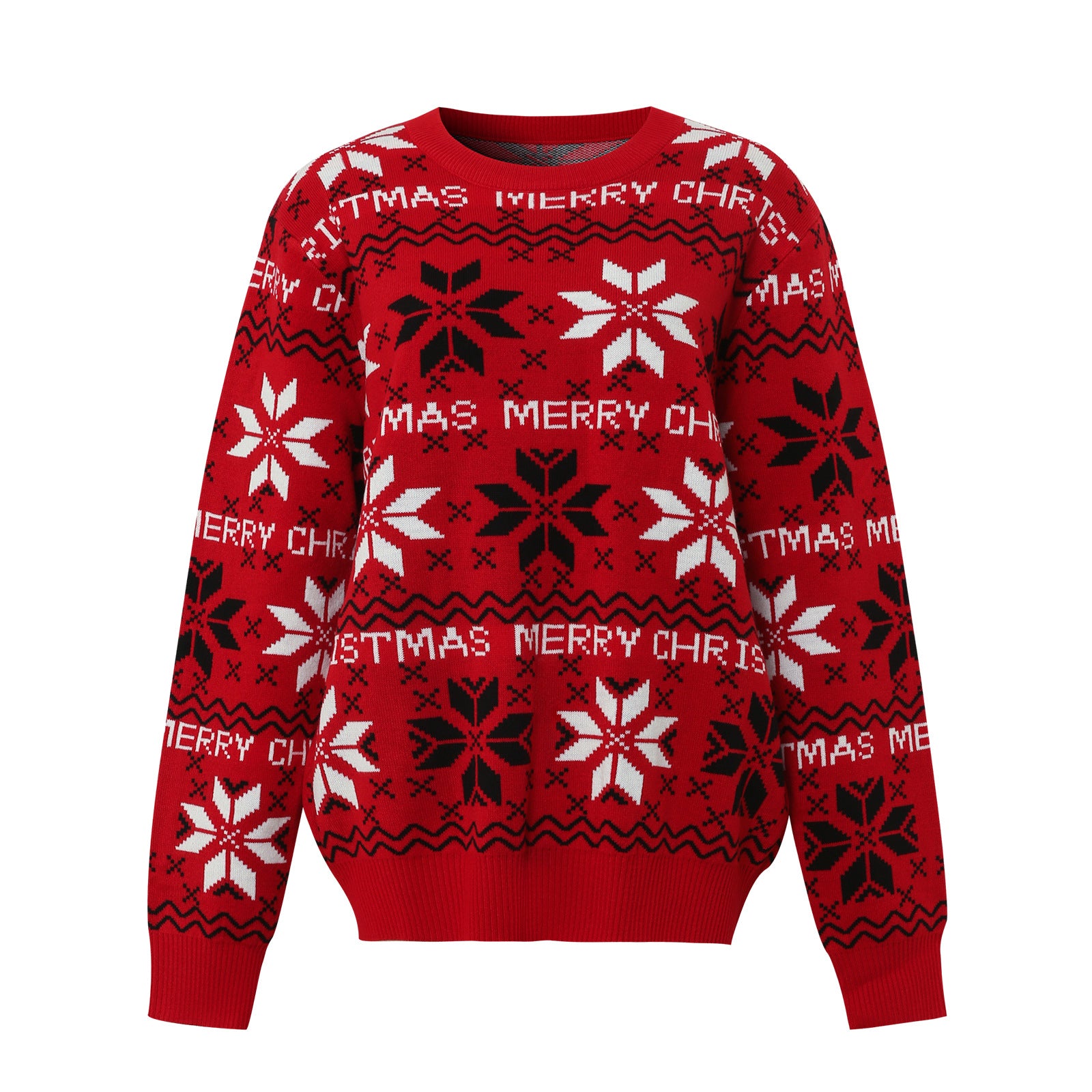 Women Red Christmas Snowflake Knit Sweater