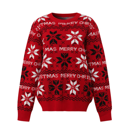 Women Red Christmas Snowflake Knit Sweater