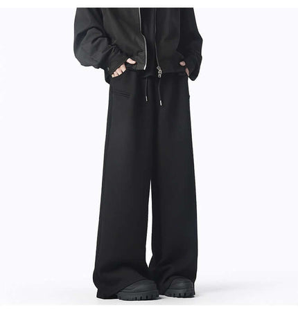 Oversized Winter Casual Long Pants in black, featuring a relaxed fit and street style aesthetics for winter comfort.