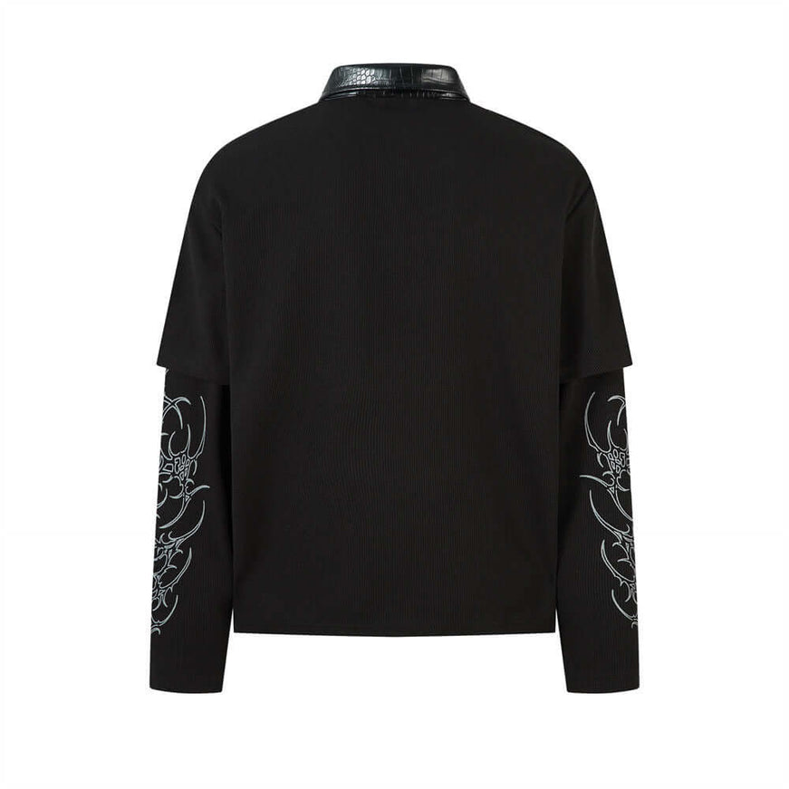 Black jingci printed fake two splicing with Grozavu logo