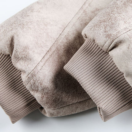 Veste en cuir à motif fissuré – Coupe ample