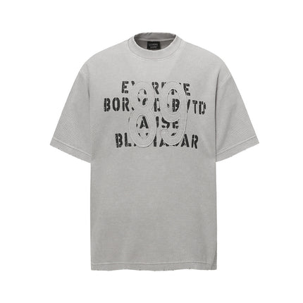 Retro waffle washed pure cotton loose T-shirt