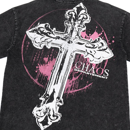 T-Shirt Vintage a Maniche Corte con Stampa Incrociata per Uomini e Donne