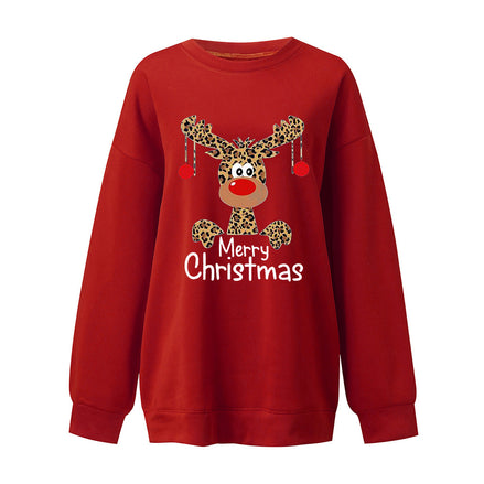 Merry Christmas Deer Print Sweatshirt