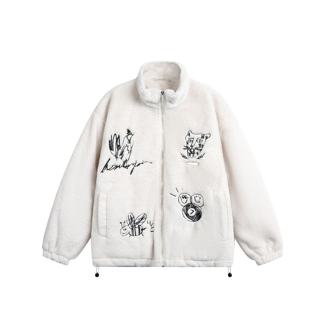 Casual Cartoon Lamb Fleece Jacket