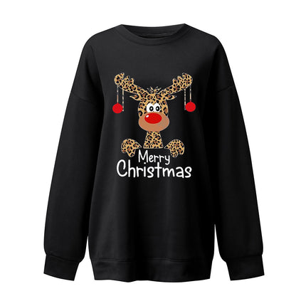 Merry Christmas Deer Print Sweatshirt