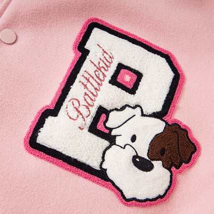 Letter Embroidery Colorblock Jacket