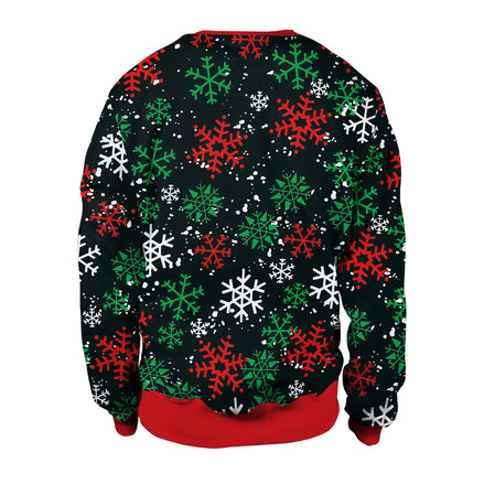 Christmas Snowflake Print Round Neck Hoodie