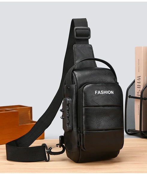 Herren Rucksack mit USB-Ladefunktion Schulter Brusttasche
