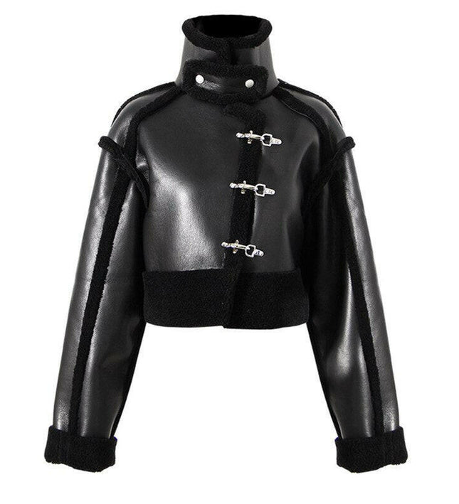 Bold Black Leather Jacket: Fashion for Spring & Autumn