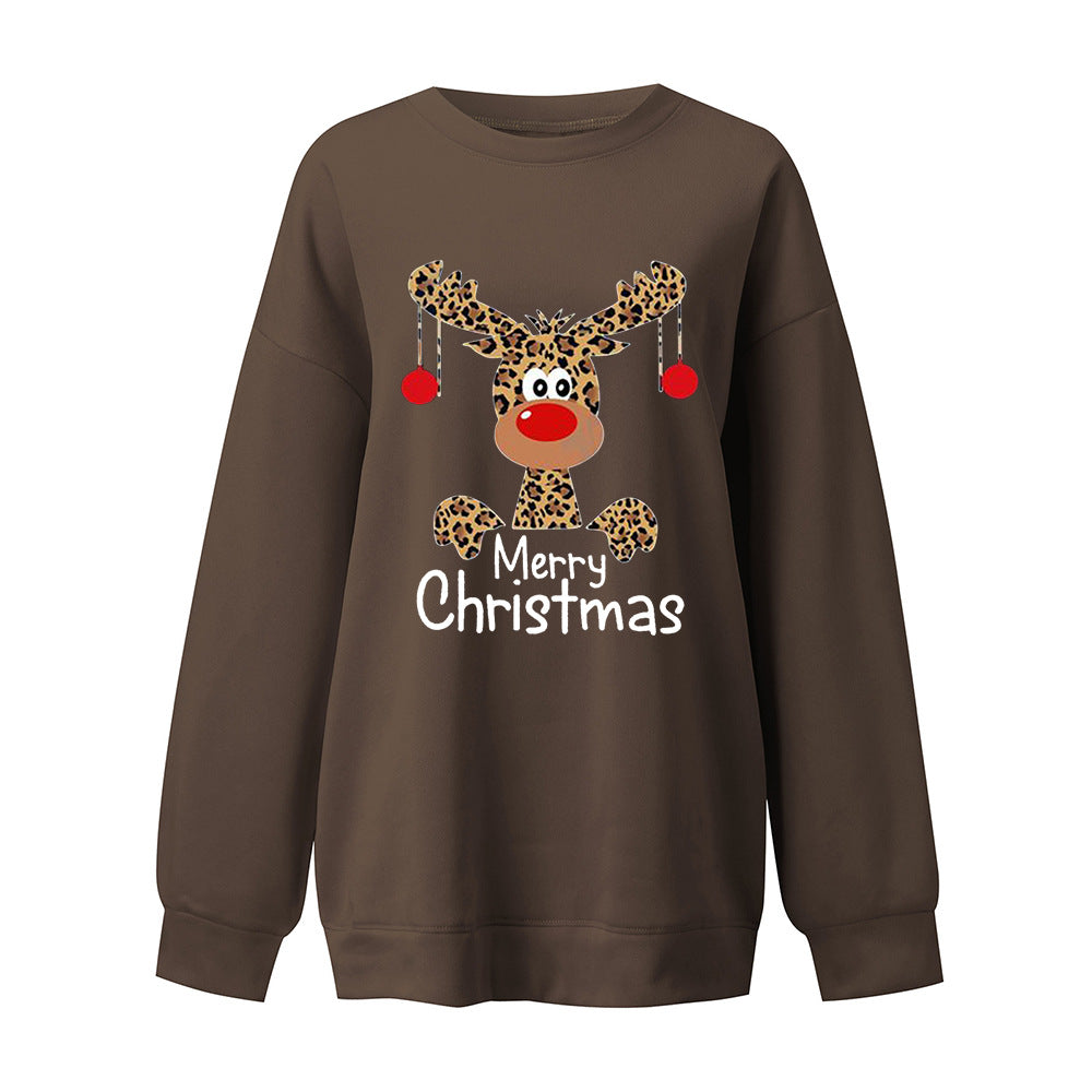 Felpa con stampa di cervo Buon Natale