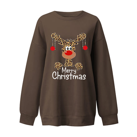Merry Christmas Deer Print Sweatshirt