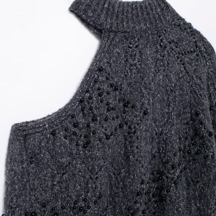 Asymmetrischer Off-Shoulder Strickpullover